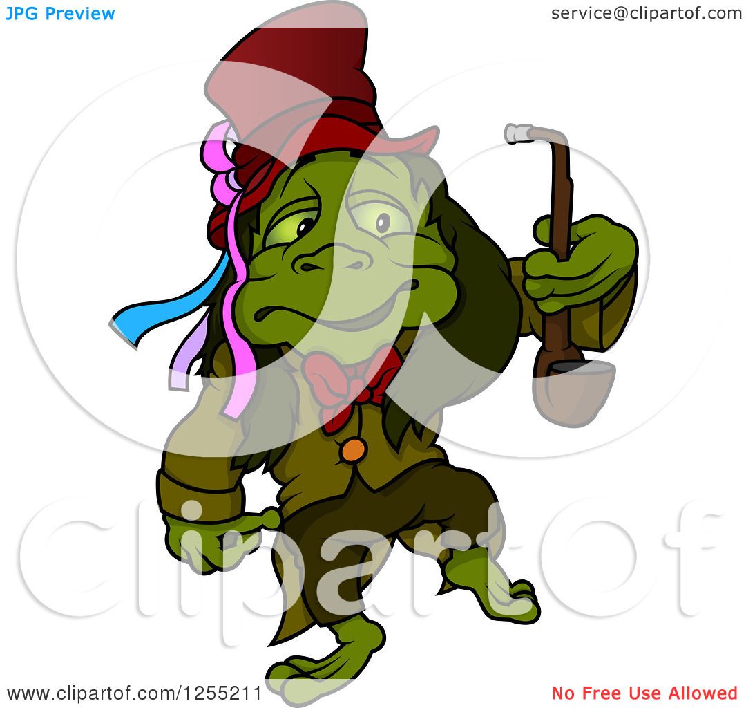 1080x1024 Clipart Of A Water Goblin Walking With A Pipe