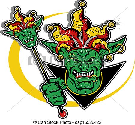 450x419 Goblin Court Jester Holding Jester Cane Vector Illustration