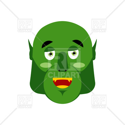400x400 Ogre Happy Emoji. Goblin Merry Emotion. Royalty Free Vector Clip