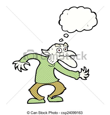 449x470 Cartoon Goblin With Thought Bubble Clip Art Vector