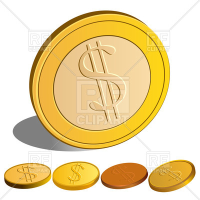 400x400 Dollar`s Coins Royalty Free Vector Clip Art Image