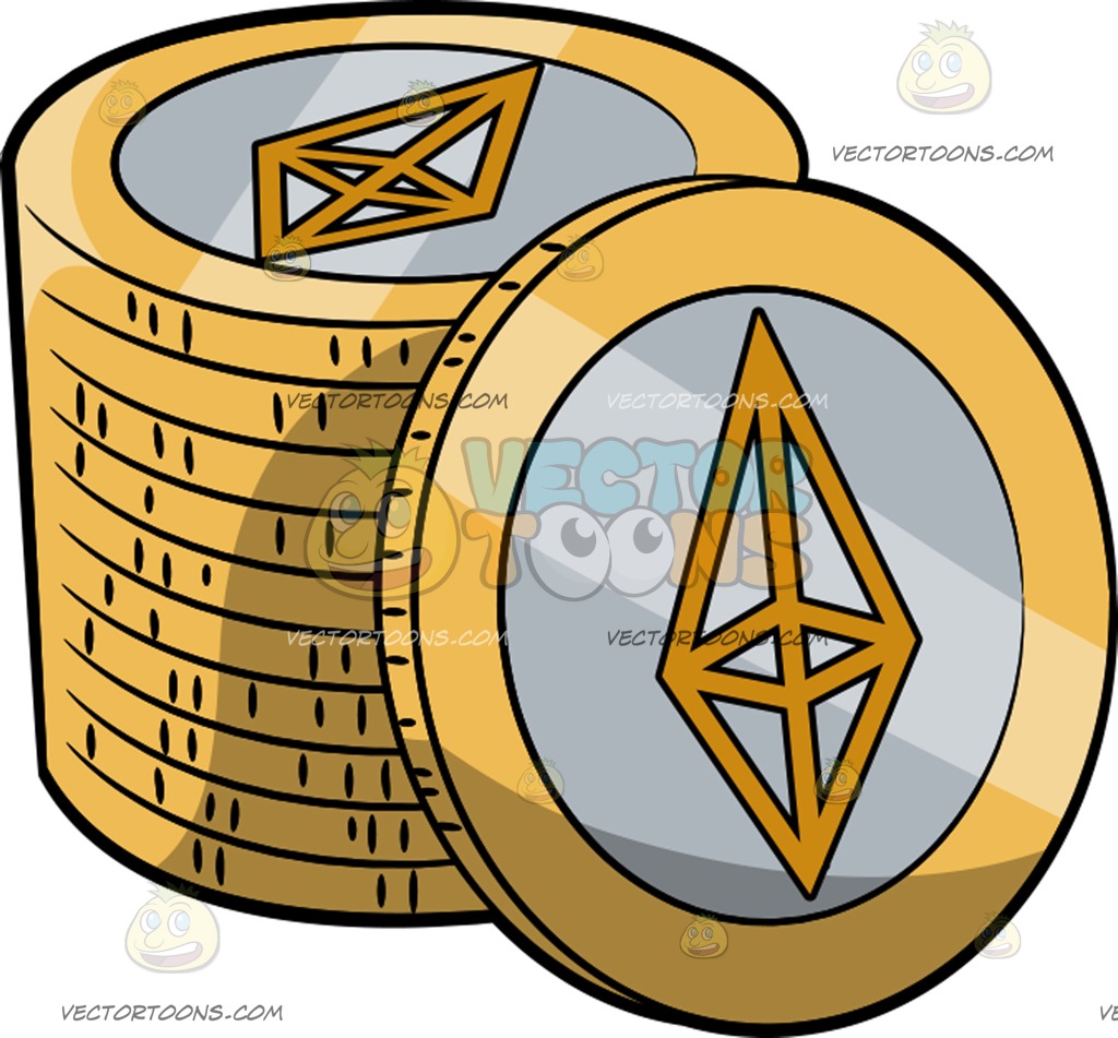 1024x951 A Stack Of Gold With Silver Ethereum Coins Cartoon Clipart