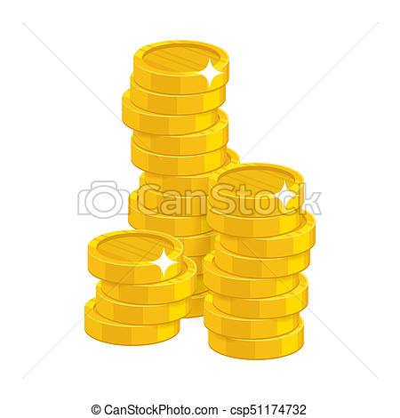 450x470 Stack Gold Coins Isolated Cartoon. Bunches Of Gold Coins