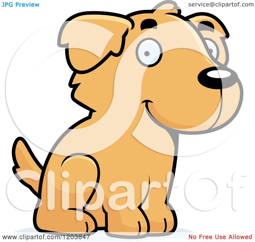 1080x1024 Cartoon Of A Cute Golden Retriever Puppy Sitting
