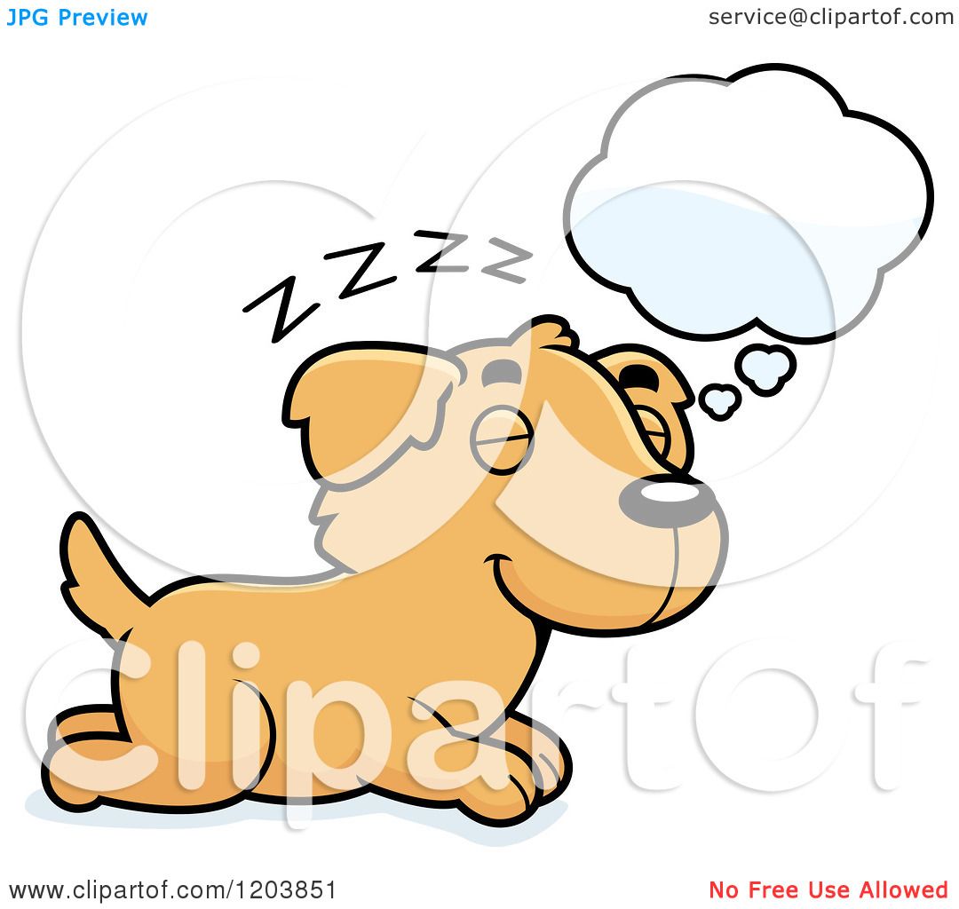 1080x1024 Cartoon Of A Cute Golden Retriever Puppy Dreaming