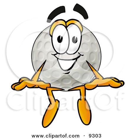 450x470 Clipart Picture Of A Golf Ball Mascot Cartoon Character Sitting By