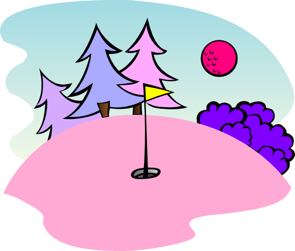 600x510 Pink Golf Course Scene Clip Art