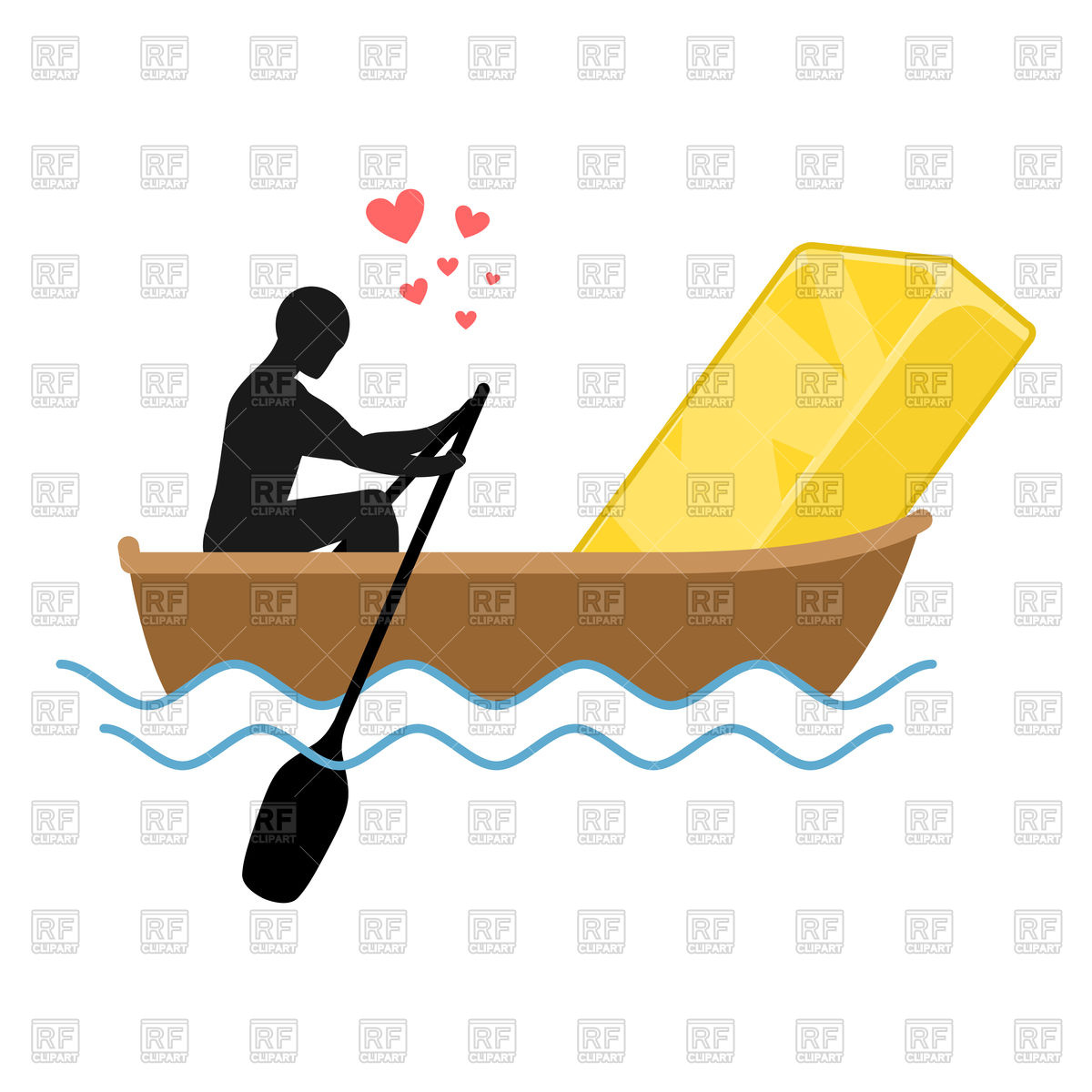 1200x1200 Man And Golden Bullion In Boat. Royalty Free Vector Clip Art Image