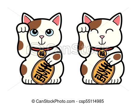 450x347 Smiling Japanese Beckoning Cat, Good Luck Cat Vector