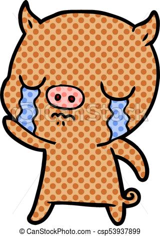 320x470 Cartoon Pig Crying Waving Goodbye Eps Vectors