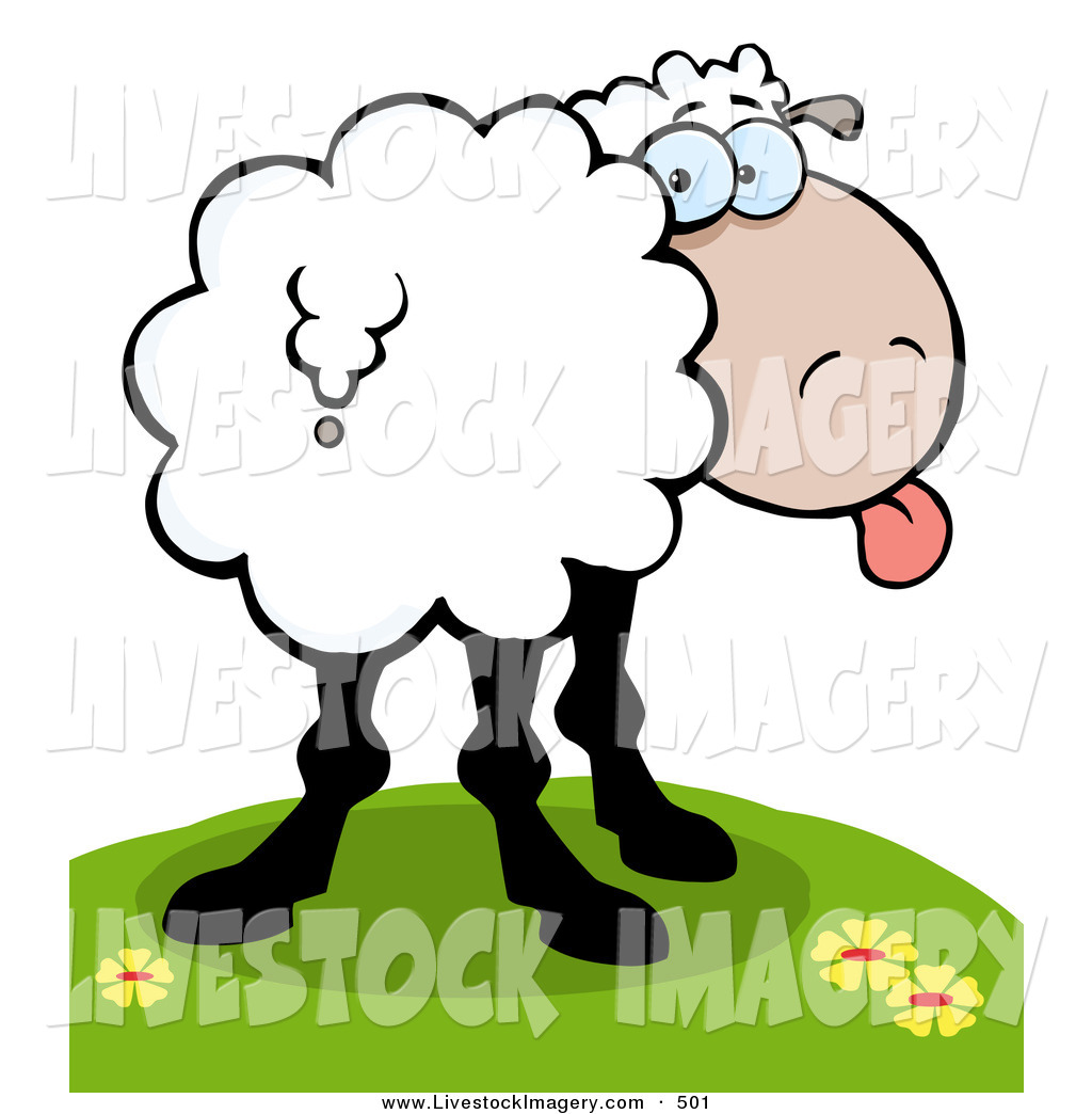 1024x1044 Clip Art Of A Goofy Sheep Standing On A Hill, Sticking Its Tongue