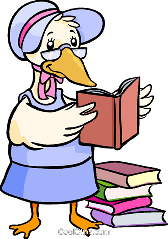 338x480 Mother Goose Reading Books Royalty Free Vector Clip Art