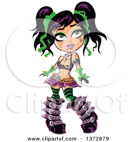 450x470 Clipart Of A Gothic Girl With High Leather Boots And Pig Tails