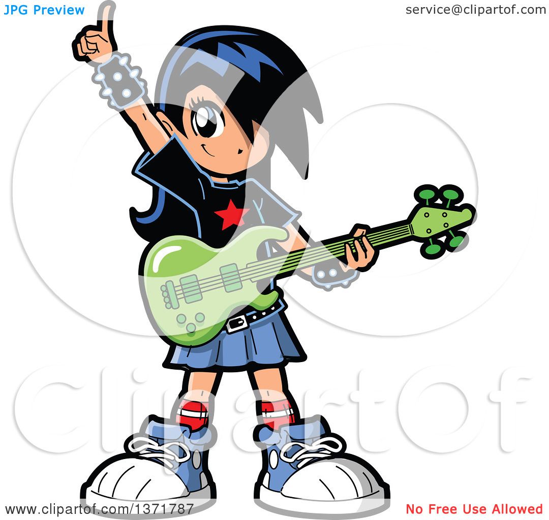 1080x1024 Clipart Of A Manga Girl Holding An Electric Guitar