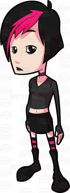 233x640 A Female Emo Kid Wearing A Mini Skirt Cartoon Clipart Vector Toons