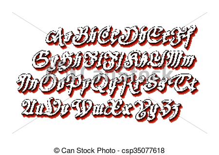 450x319 Blackletter Gothic Script Hand Drawn Font Art Vector Vector Clip