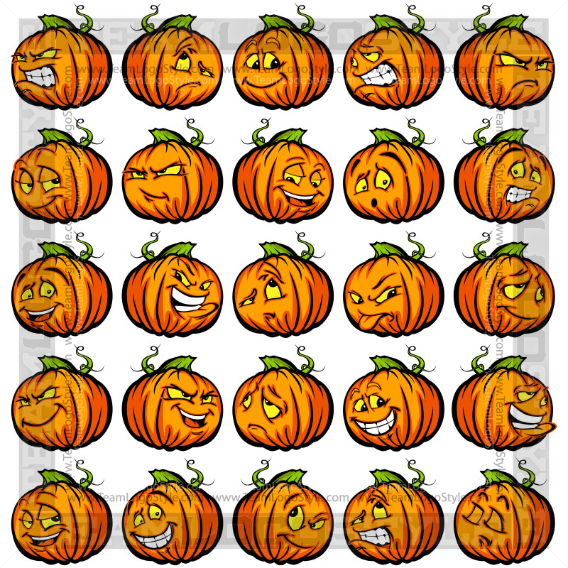 800x800 Pumpkin Cartoon Faces