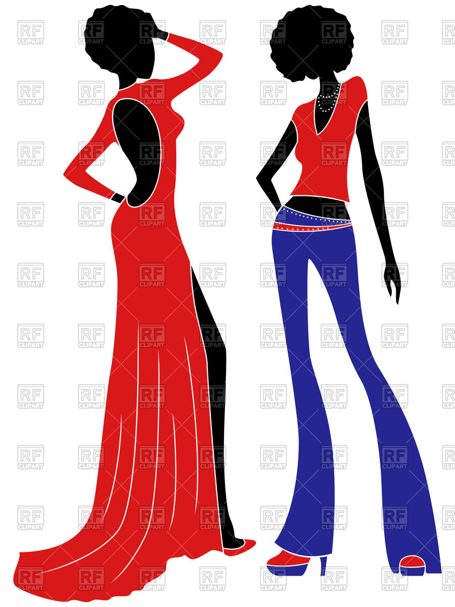 900x1200 Silhouette Of Attractive Model Women In Long Gown And Trousers