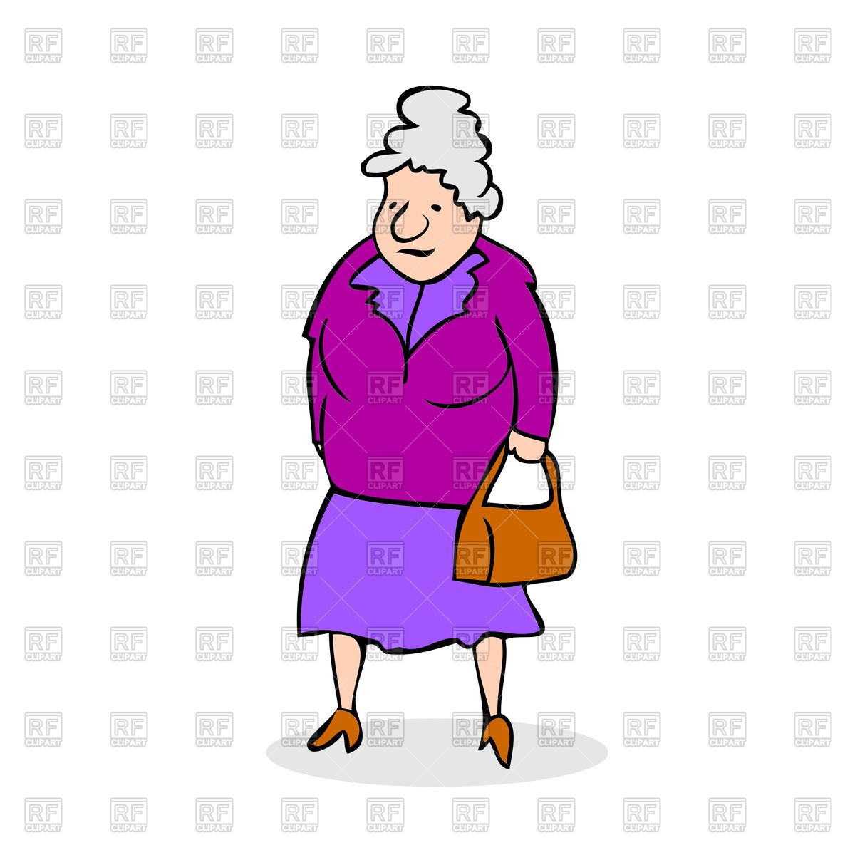 1200x1200 Colorful Cartoon Grandmother With Bag, 114382, People, Download