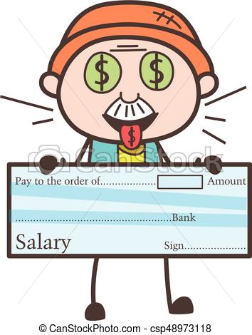 354x470 Greedy Cartoon Grandpa Showing A Salary Cheque Vector Vector