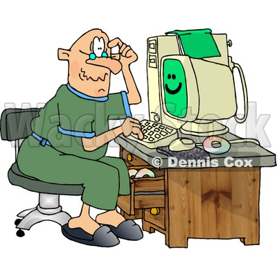 400x400 Puzzled Grandpa Using A Computer Clipart Djart