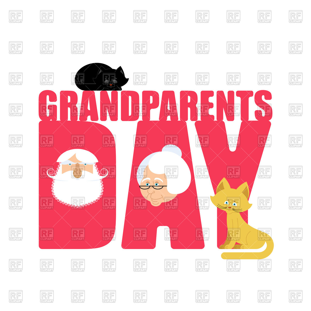 1200x1200 Grandparents Day Poster With Grandmother And Grandfather Portrait