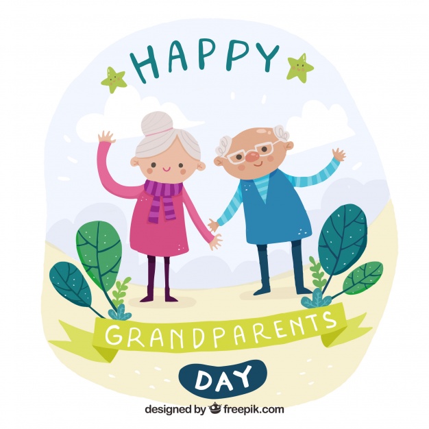 626x626 Nice Background Of Hand Drawn Grandparents Waving Vector Free