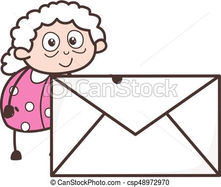 450x380 Cartoon Granny With Envelope Vector Illustration Vectors