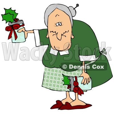 400x400 Clipart Illustration Of A Sweet Old Granny Giving Gifts Of Jam