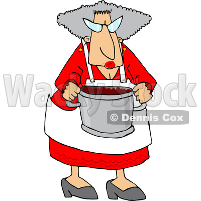 400x400 Clipart Of A Cool Granny Cooking And Holding A Pot Of Food