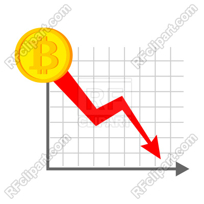 400x400 Falling Bitcoin Graph. Decrease In Cryptocurrency. Royalty Free