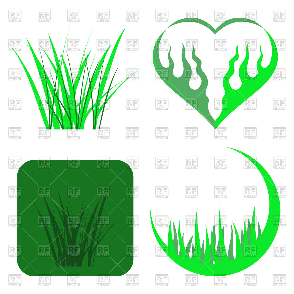 1200x1200 Set Of Green Grass Icons Royalty Free Vector Clip Art Image