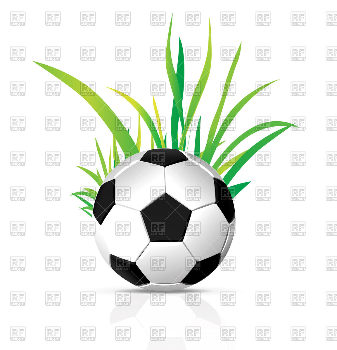 1153x1200 Soccer Ball With Grass Royalty Free Vector Clip Art Image