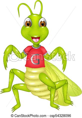 330x470 Vector Illustration Of Funny Grasshopper Cartoon Posing