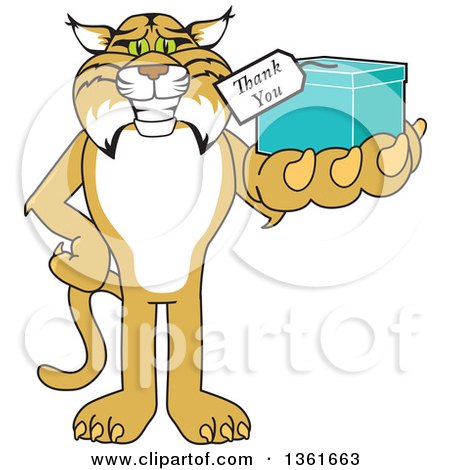 450x470 Clipart Of Bobcat School Mascot Character Shaking Hands