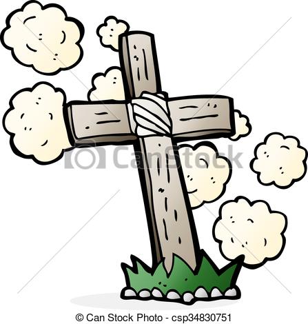 447x470 Cartoon Wooden Cross Grave Clipart Vector