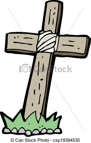 299x470 Cartoon Wooden Cross Grave Vectors