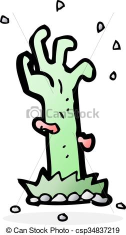 252x470 Cartoon Zombie Rising From Grave Vector Clip Art