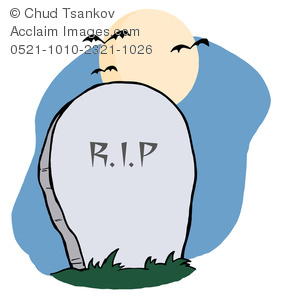 281x300 Clipart Image Of Bats Flying In Front Of A Full Moon Over A Grave