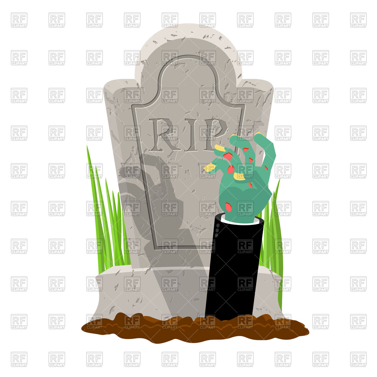 1200x1200 Grave And Hand Of Zombie. Halloween. Royalty Free Vector Clip Art