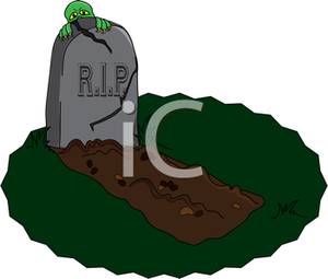 300x255 A Zombie Looking Out Behind A Cracked Headstone Clipart Image