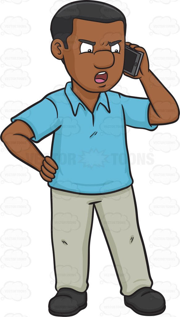 583x1024 An Irritated Black Man Talking On The Phone At A Graveyard Cartoon