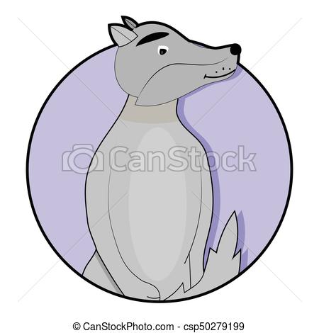 450x470 Sticker Cartoon Wolf Icon. Cartoon Dog And Wolf. Vector Eps