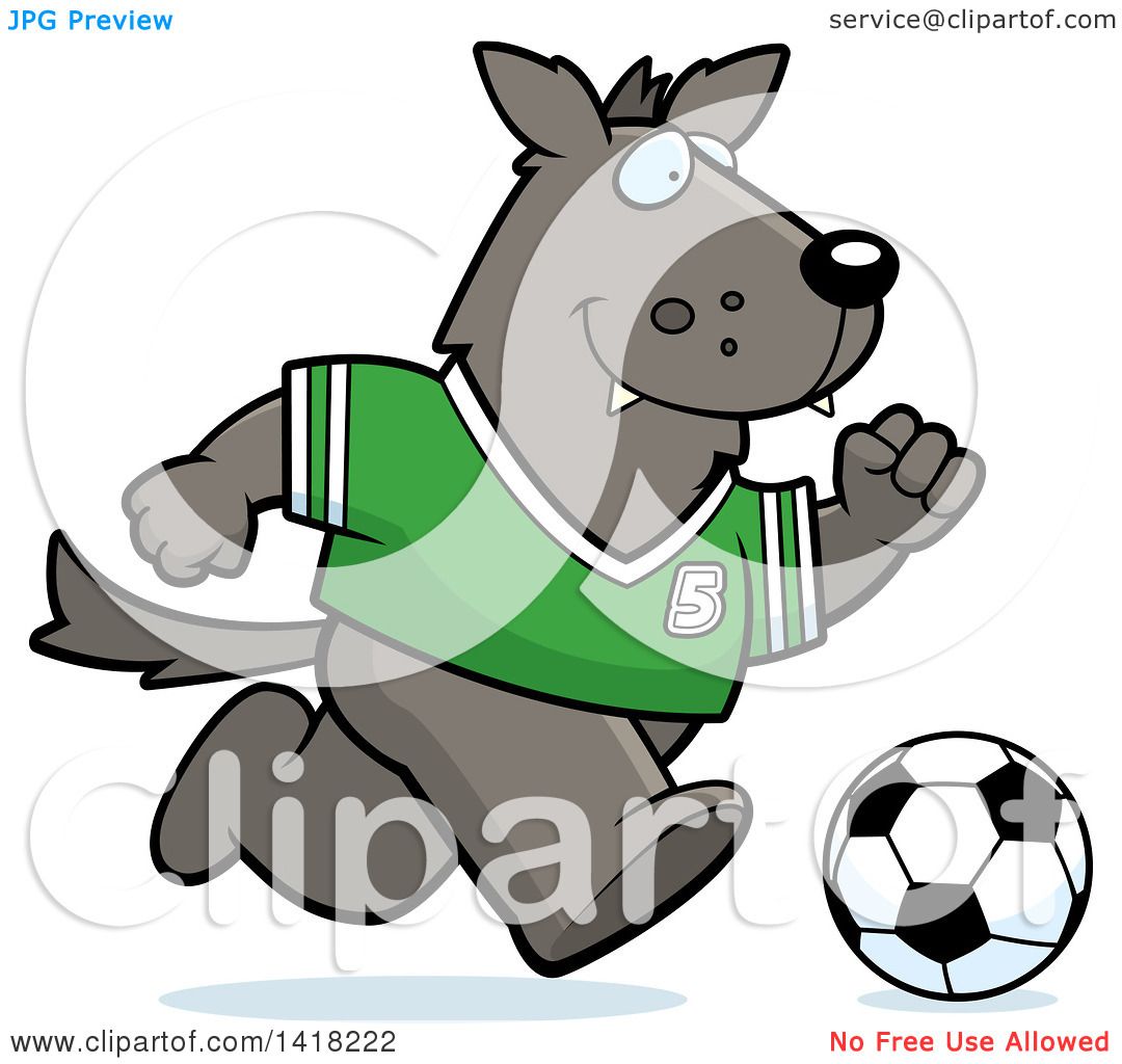 1080x1024 Cartoon Clipart Of A Sporty Wolf Playing Soccer