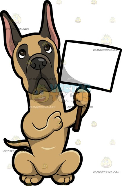 421x640 A Great Dane Holding A Cardboard Sign Cartoon Clipart Vector Toons