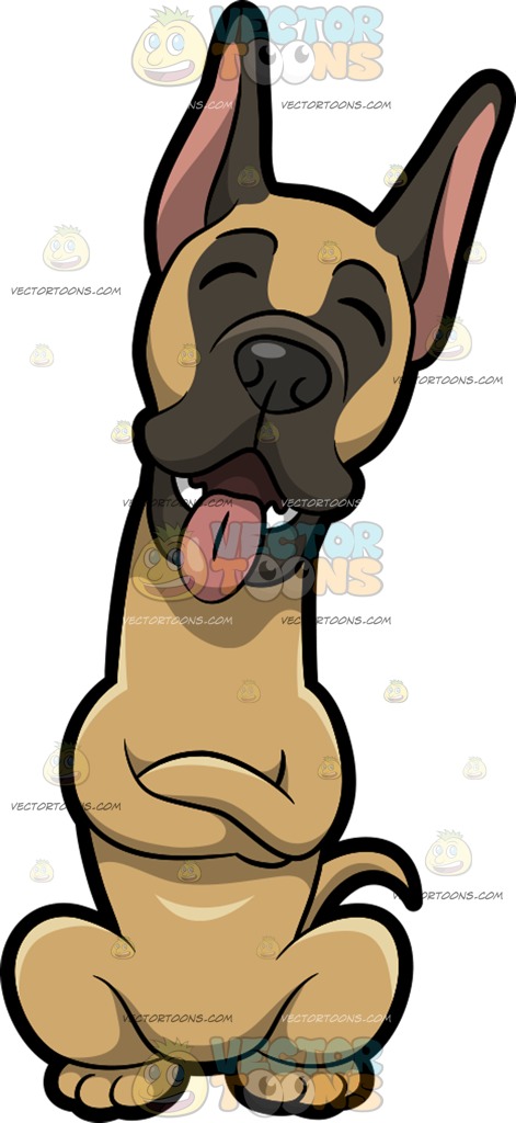 471x1024 A Happy Great Dane Sticking His Tongue Out Cartoon Clipart