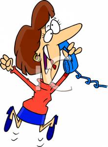 221x300 A Colorful Cartoon Of Woman Joyous Over Good News On The Phone