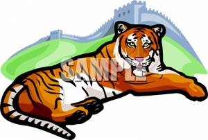 300x202 Clip Art Image A Tiger And The Great Wall Of China