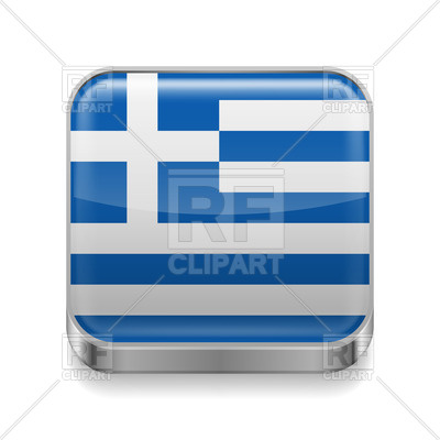 400x400 Metal Square Icon With Greek Flag Royalty Free Vector Clip Art