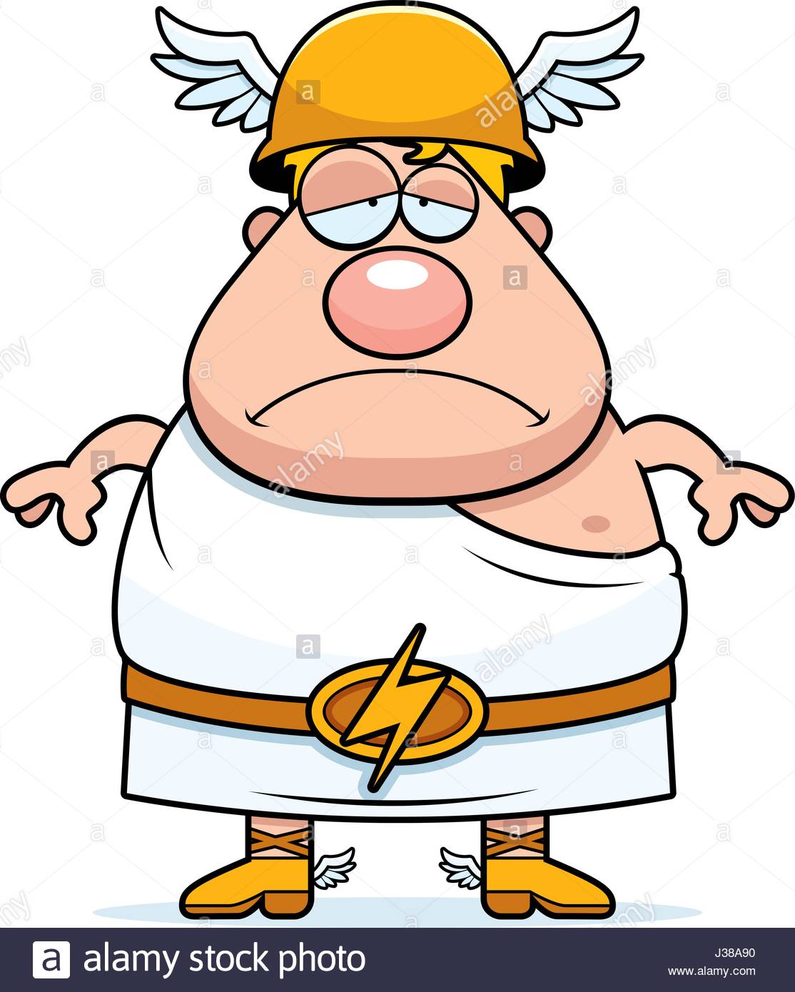1114x1390 A Cartoon Illustration Of The Greek God Hermes Looking Sad Stock